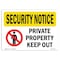 Signmission OSHA Security Sign, 7" Height, 10" Width, Private Property Keep Out, Landscape, SN-D-L-11629 OS-SN-D-710-L-11629 - alternate 1